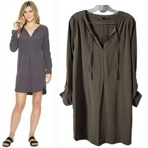 Prana Natassa Stretchy Dress Olive Green With Pockets M